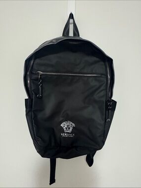 Versace Parfums Black Nylon Backpack - Sleek Everyday Bag